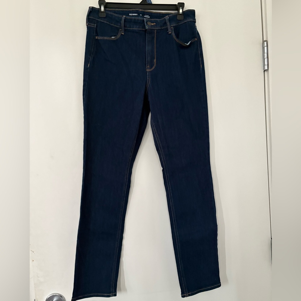 Old Navy High-Rise Straight Jeans in Deep Blue